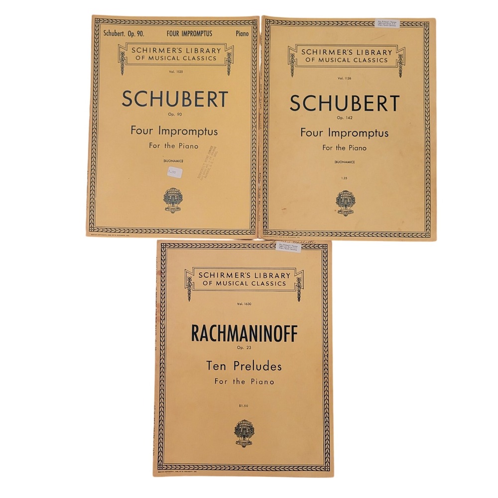 G Schirmer Sheet Music Schubert Rachmaninoff Piano Classics Lot of 3 Booklets